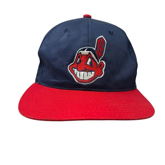 Cleveland Indians Vintage 90's Snapback Baseball Hat Buffalo Cap Dad Chief Wahoo - Picture 1 of 9
